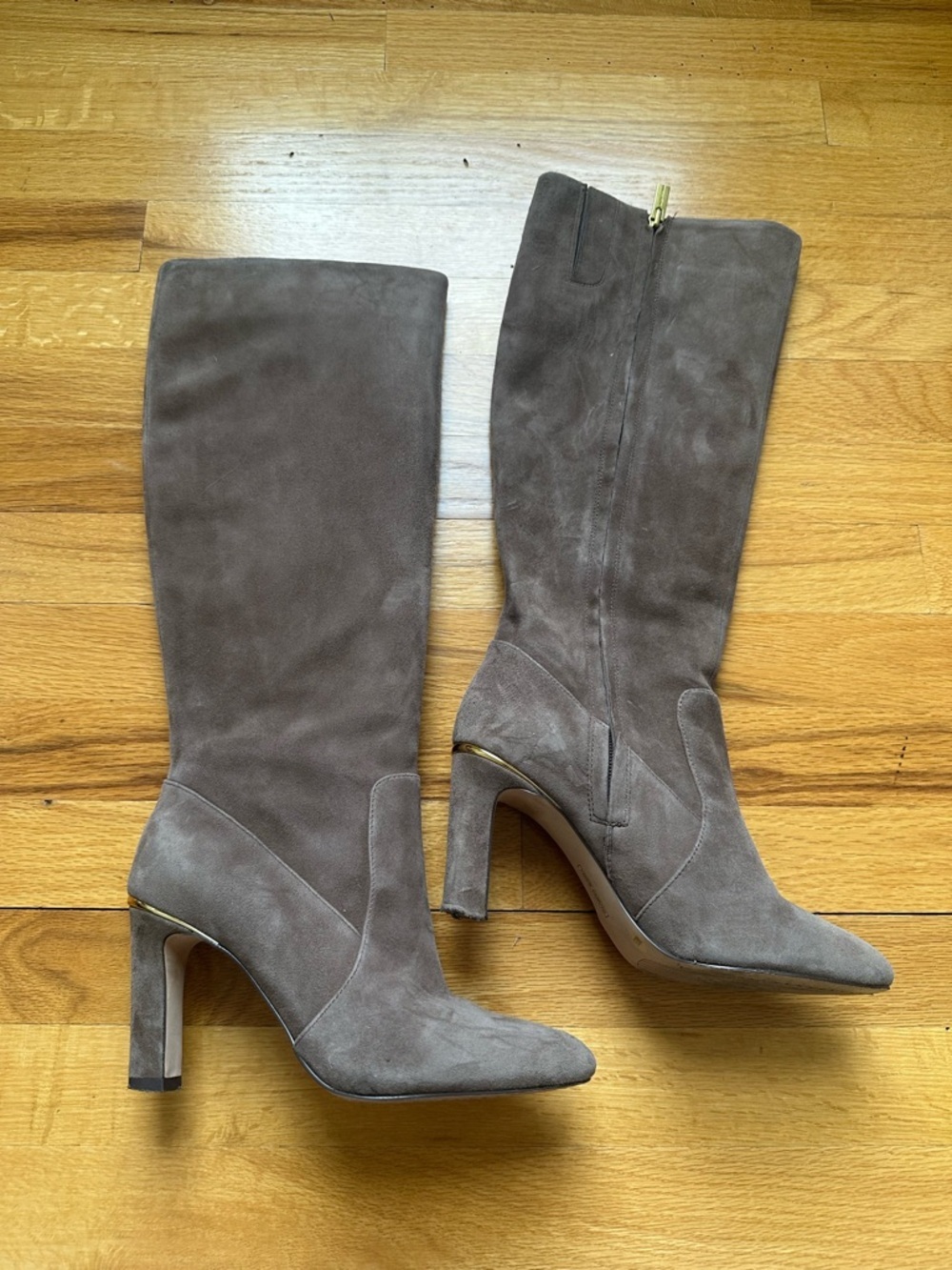 Vince Camuto Women’s Taupe Suede Knee Boots with Heel